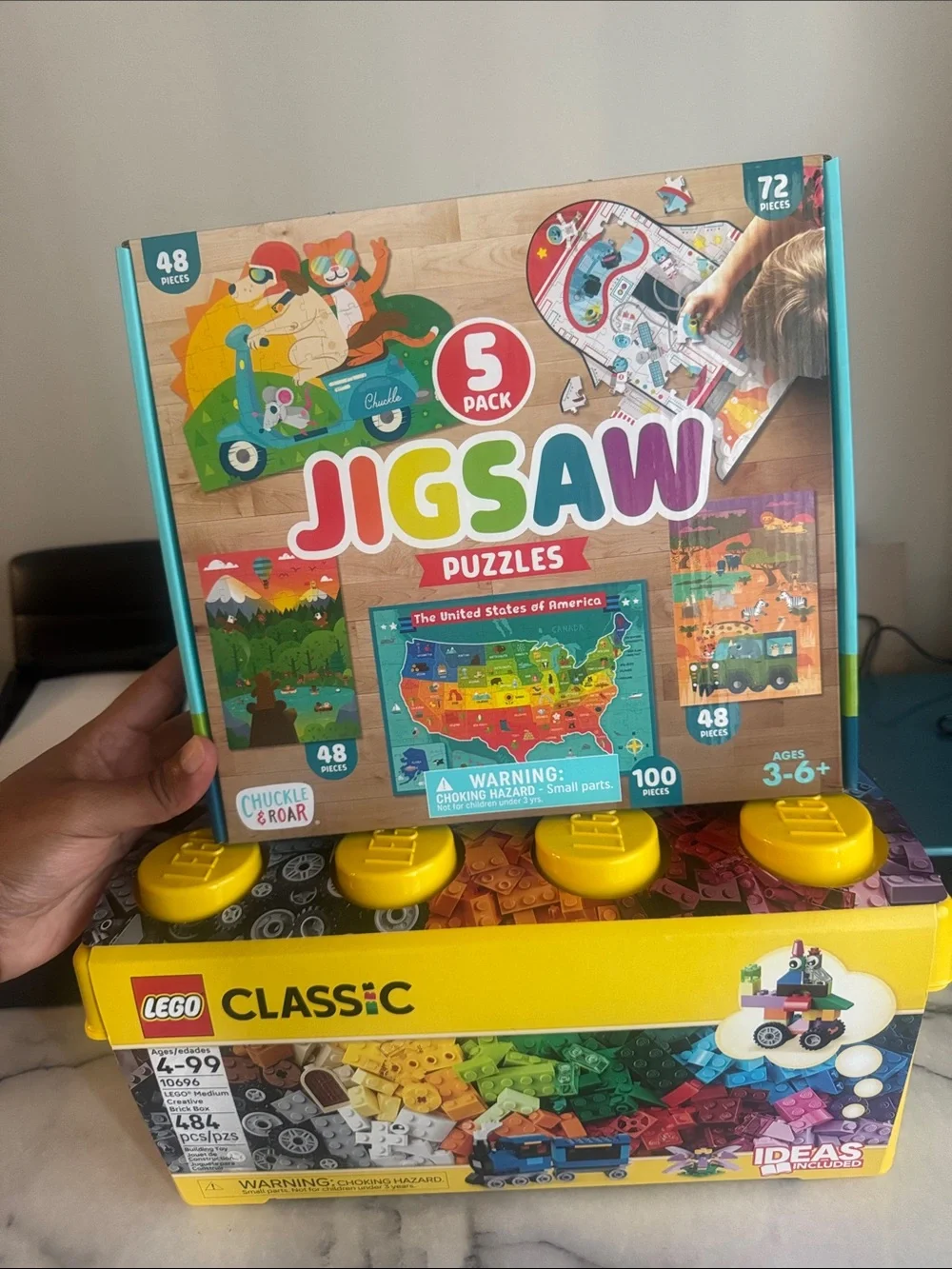 LEGO Classic 10696 + Chuckle & Roar 5 Puzzle Set Kids Toy Bundle